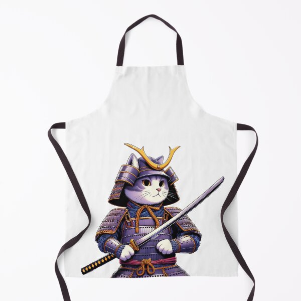 Item preview, Cute cat wearing samurai uniform and holding katana 10 designed and sold by slamnoah.