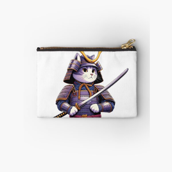Item preview, Cute cat wearing samurai uniform and holding katana 10 designed and sold by slamnoah.