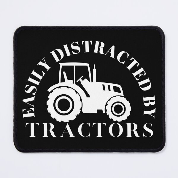 Item preview, Easily Distracted by Tractors White on Black designed and sold by HareTodayDesign.