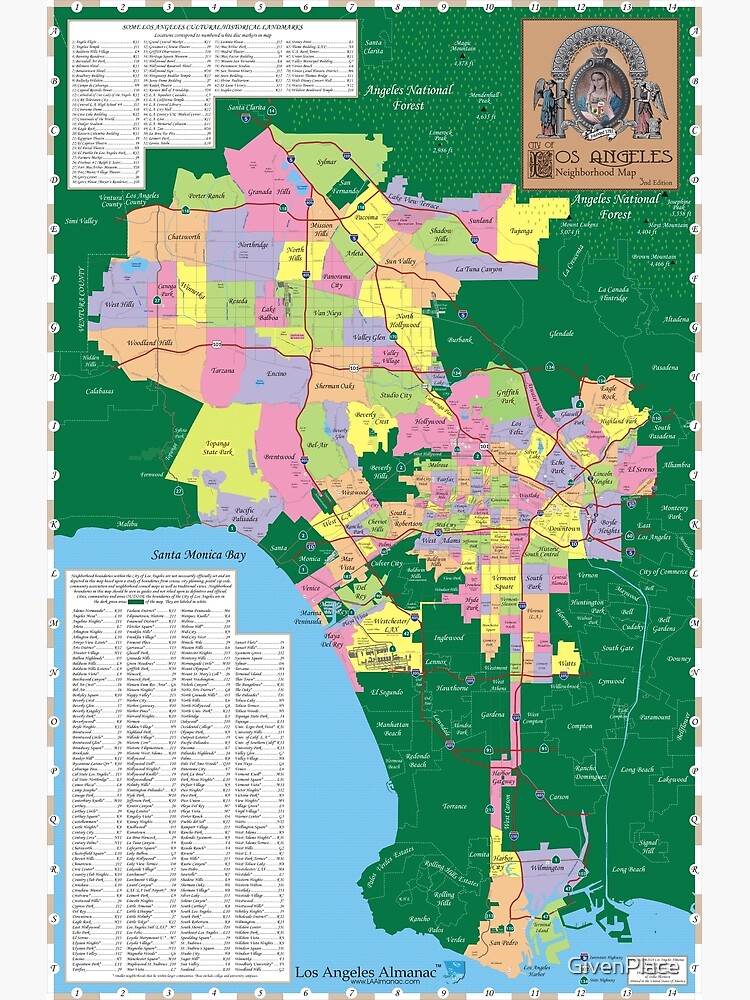 map-of-city-of-los-angeles-neighborhoods-comprehensive-wall-map