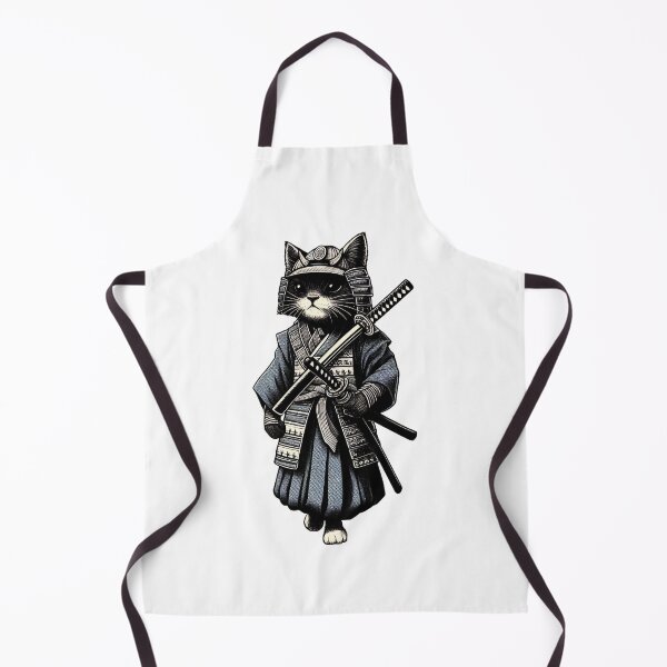 Item preview, Cute cat wearing samurai uniform and holding katana 11 designed and sold by slamnoah.