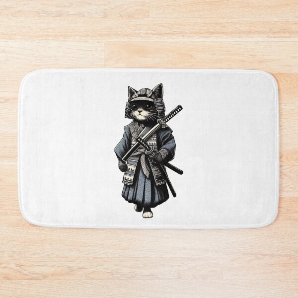 Item preview, Cute cat wearing samurai uniform and holding katana 11 designed and sold by slamnoah.