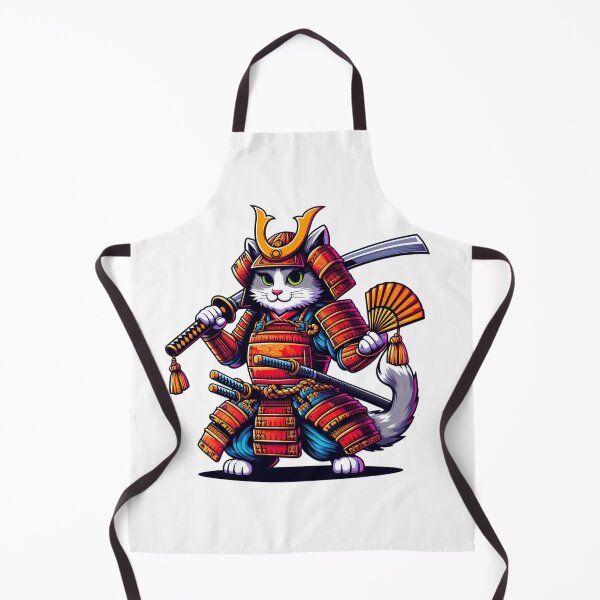 Item preview, Cute cat wearing samurai uniform and holding katana 12 designed and sold by slamnoah.