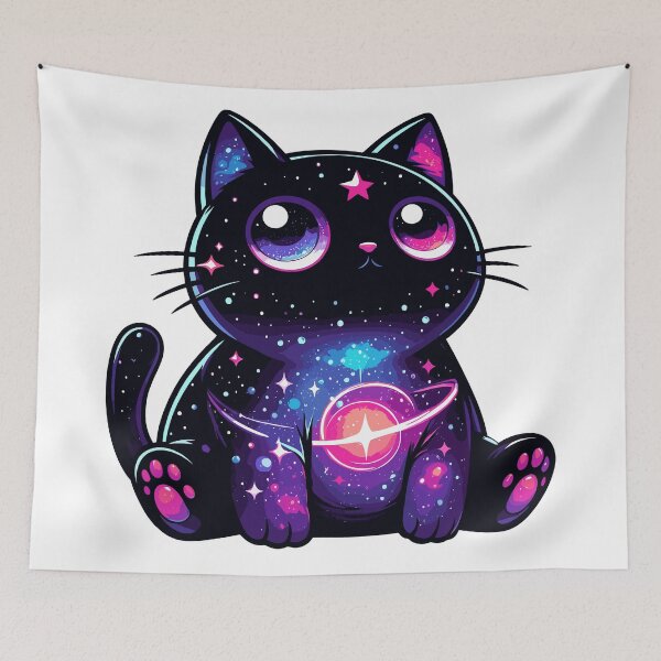 Item preview, Kawaii Cosmic Cat in Stars designed and sold by TomFrontierArt.