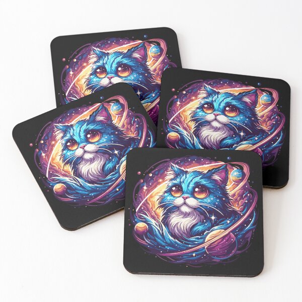 Item preview, Kawaii Colorful Cosmic Cat in Stars designed and sold by TomFrontierArt.