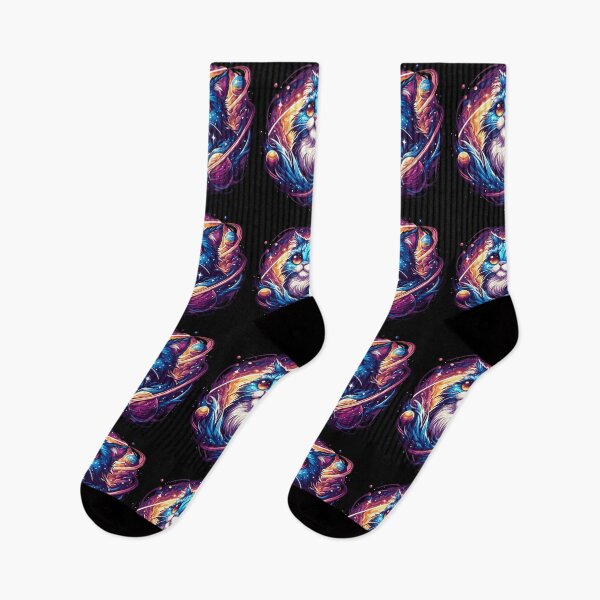Item preview, Kawaii Colorful Cosmic Cat in Stars designed and sold by TomFrontierArt.