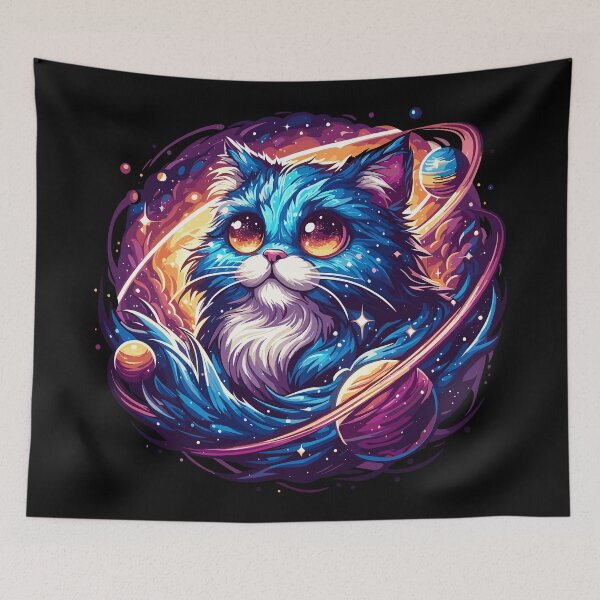 Item preview, Kawaii Colorful Cosmic Cat in Stars designed and sold by TomFrontierArt.