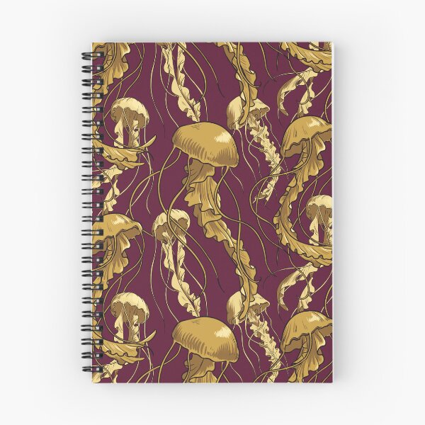 Item preview, Pattern of golden jellyfish floating on a purple background designed and sold by Camille  Maestracci.