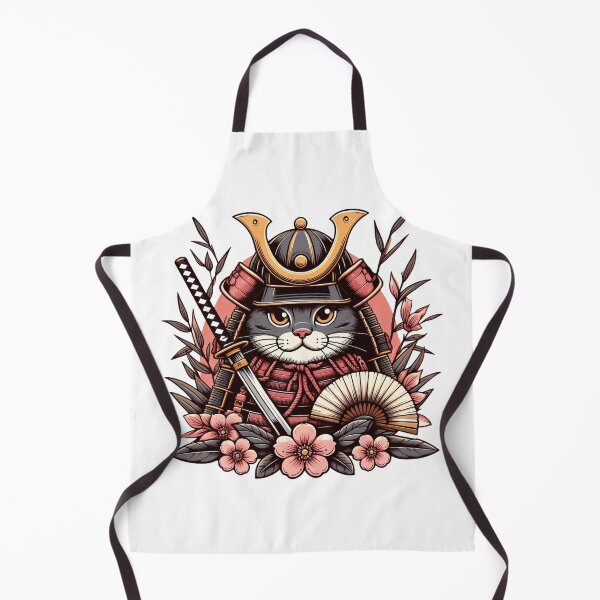 Item preview, Cute cat wearing samurai uniform and holding katana 13 designed and sold by slamnoah.
