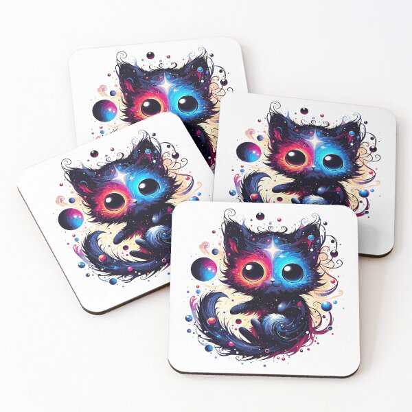 Item preview, Kawaii Colorful Cosmic Cat in Stars designed and sold by TomFrontierArt.
