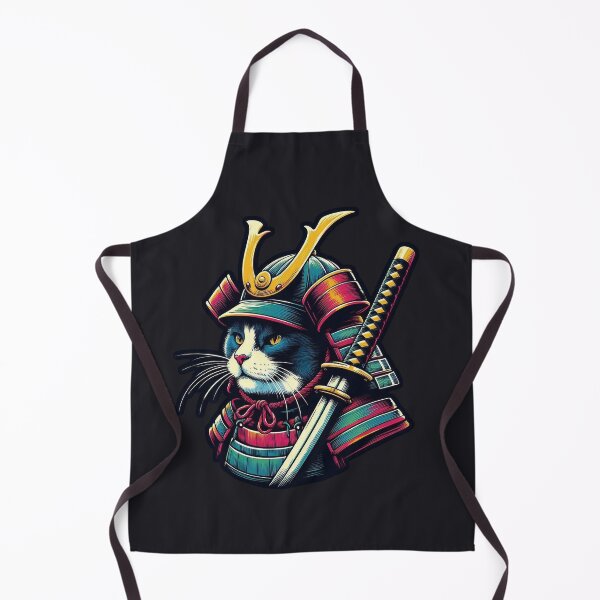 Item preview, Cute cat wearing samurai uniform and holding katana 14 designed and sold by slamnoah.
