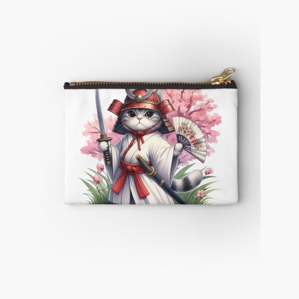 Item preview, Cute cat wearing samurai uniform and holding katana 15 designed and sold by slamnoah.