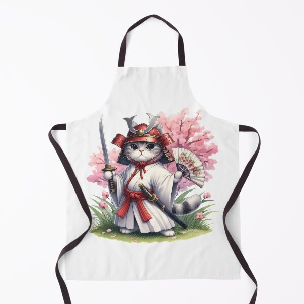 Item preview, Cute cat wearing samurai uniform and holding katana 15 designed and sold by slamnoah.