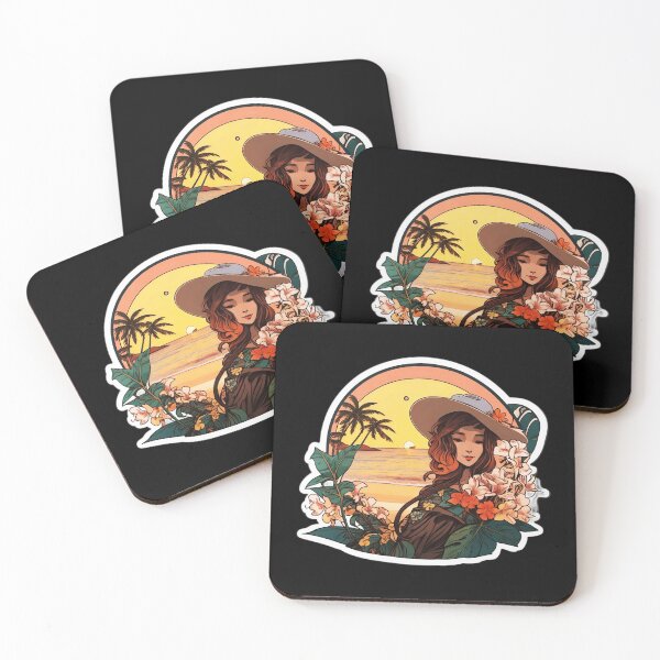 Item preview, Sunset Posh Lady on a Hawaiian Beach with Ocean Waves designed and sold by NautiChic.