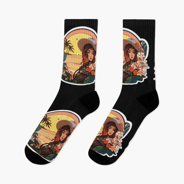 Item preview, Sunset Posh Lady on a Hawaiian Beach with Ocean Waves designed and sold by NautiChic.