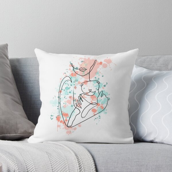 Item preview, Woman with Scottish fold cat watercolor splashes designed and sold by MonikaLauda.