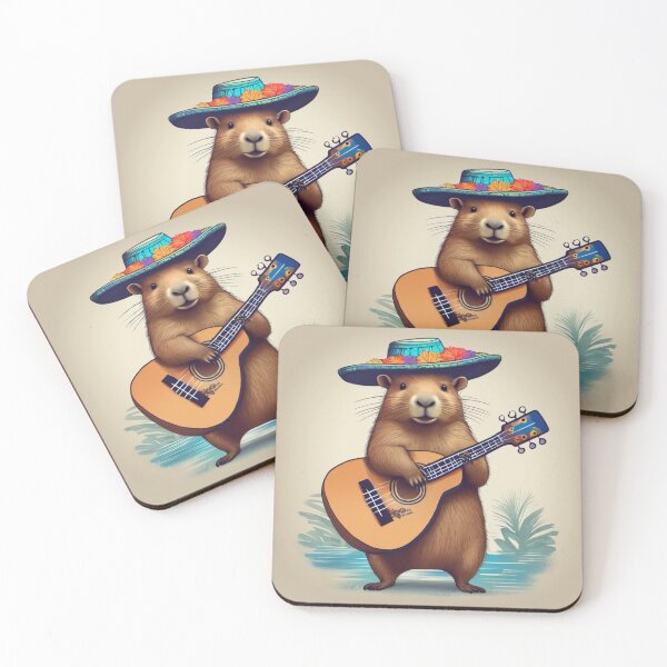 Item preview, Capybara with sombrero and ukulele designed and sold by marygov.