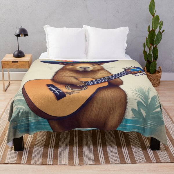 Item preview, Capybara with sombrero and ukulele designed and sold by marygov.