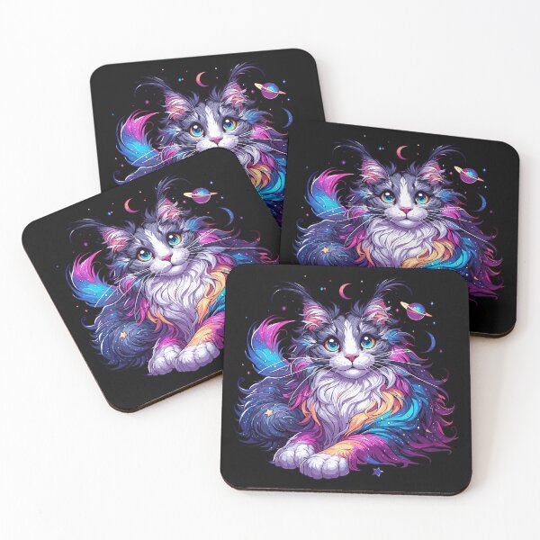 Item preview, Colorful Maine Coon Cosmic Cat in Stars designed and sold by TomFrontierArt.