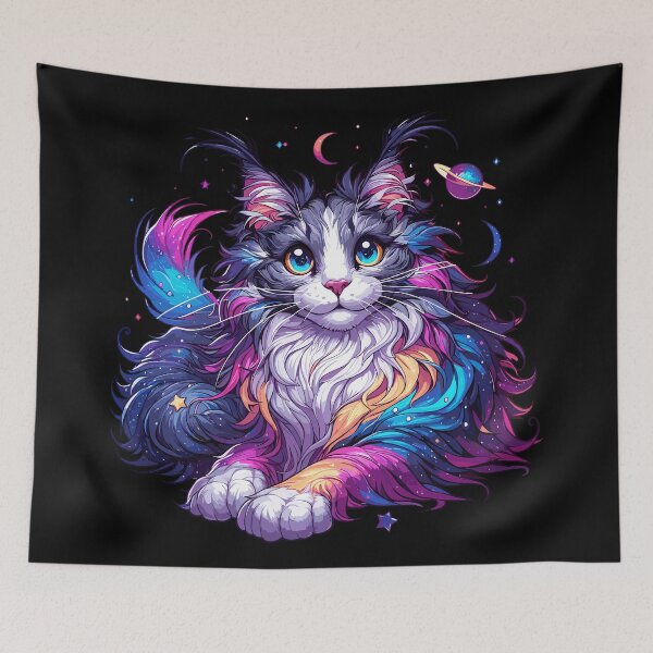 Item preview, Colorful Maine Coon Cosmic Cat in Stars designed and sold by TomFrontierArt.