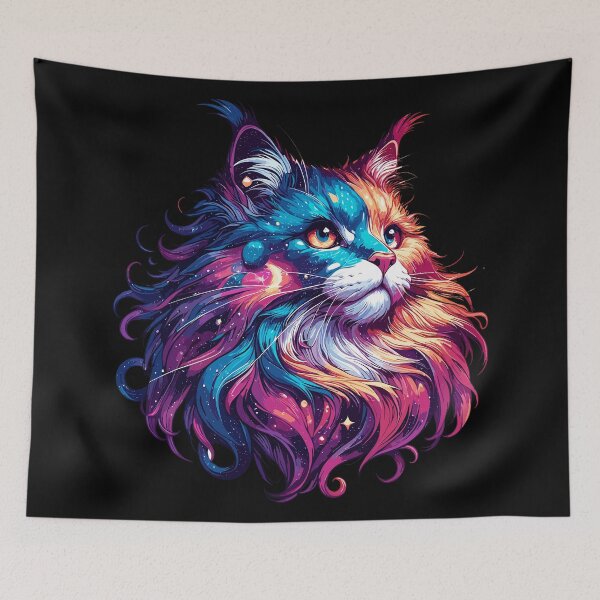 Item preview, Colorful Maine Coon Cosmic Cat in Stars designed and sold by TomFrontierArt.