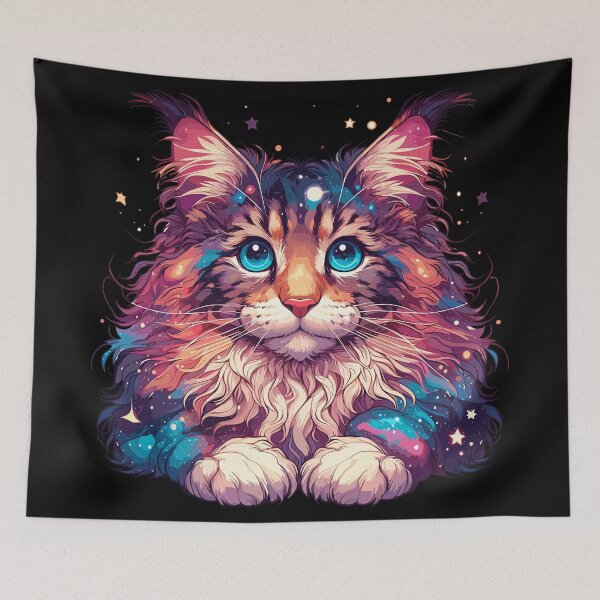 Item preview, Colorful Maine Coon Cosmic Cat in Stars designed and sold by TomFrontierArt.