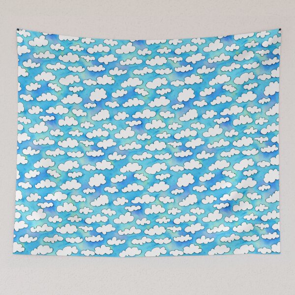 Item preview, funny white clouds pattern on blue background designed and sold by Pankas.