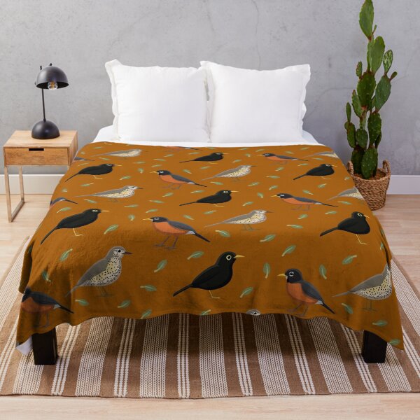 Item preview, Cute Bird Robin Thrush Blackbird Leaves Pattern designed and sold by SUPERHERON.