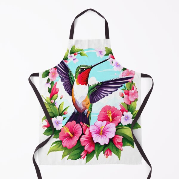 Item preview, Cute Ruby Throated Hummingbird Surrounded by Spring Flowers designed and sold by BirdsnStuff.