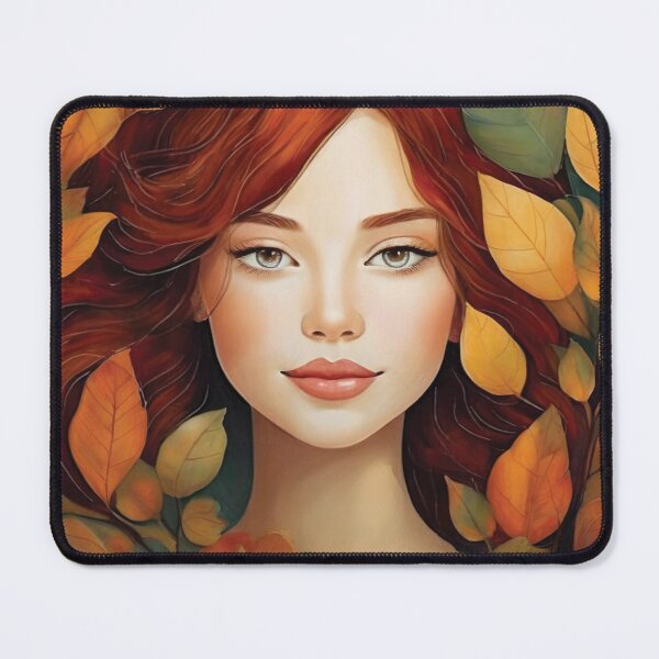 Item preview, Nature's Muse: Enchanting Girl Surrounded by Leaves - Unique Artwork on Redbubble designed and sold by KirtidaOrg.