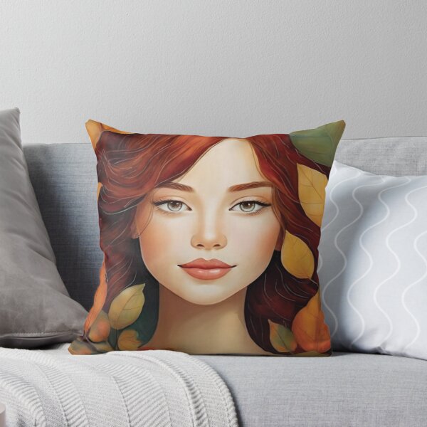 Item preview, Nature's Muse: Enchanting Girl Surrounded by Leaves - Unique Artwork on Redbubble designed and sold by KirtidaOrg.