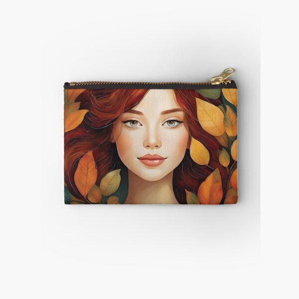 Item preview, Nature's Muse: Enchanting Girl Surrounded by Leaves - Unique Artwork on Redbubble designed and sold by KirtidaOrg.