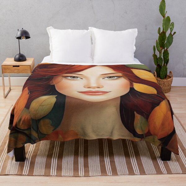 Item preview, Nature's Muse: Enchanting Girl Surrounded by Leaves - Unique Artwork on Redbubble designed and sold by KirtidaOrg.