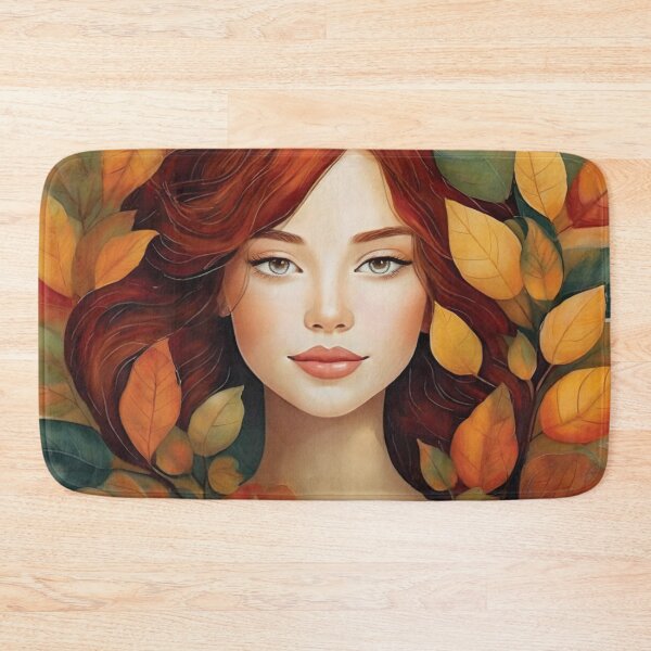 Item preview, Nature's Muse: Enchanting Girl Surrounded by Leaves - Unique Artwork on Redbubble designed and sold by KirtidaOrg.