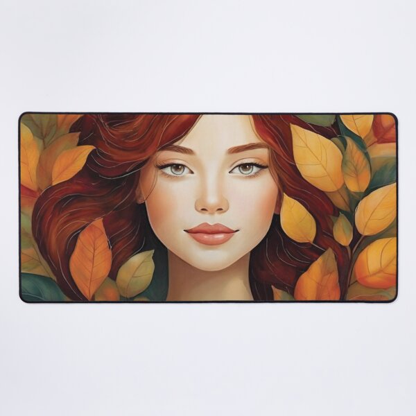 Item preview, Nature's Muse: Enchanting Girl Surrounded by Leaves - Unique Artwork on Redbubble designed and sold by KirtidaOrg.