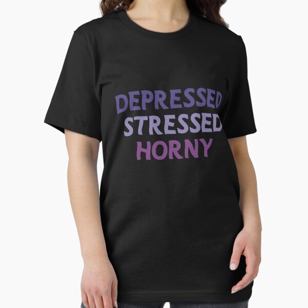 Item preview, Depressed Stressed Horny Funny Retro Vintage Colorful Depression Quote Stress Adulting Depressive Stylish Gothic 90s Streessed Offensive designed and sold by TalentGenius.