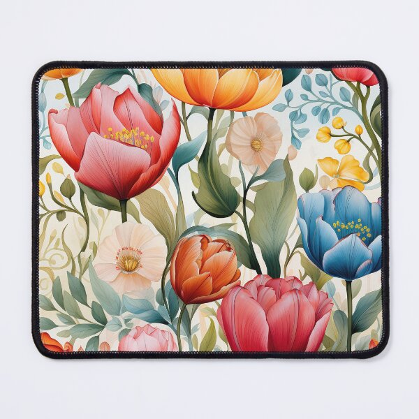 Item preview, Tulip Tile 30: Goblet of Springtime Sunshine in a Blooming Rainbow of Spiraling Blooms designed and sold by TheBrainArt.