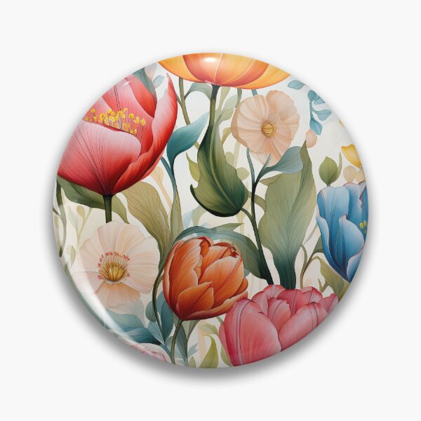Item preview, Tulip Tile 30: Goblet of Springtime Sunshine in a Blooming Rainbow of Spiraling Blooms designed and sold by TheBrainArt.