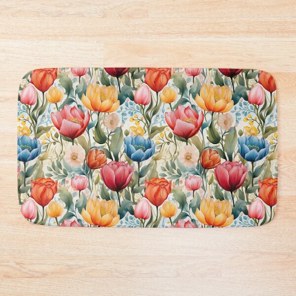 Item preview, Tulip Tile 30: Goblet of Springtime Sunshine in a Blooming Rainbow of Spiraling Blooms designed and sold by TheBrainArt.