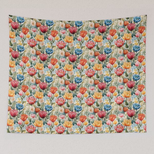 Item preview, Tulip Tile 30: Goblet of Springtime Sunshine in a Blooming Rainbow of Spiraling Blooms designed and sold by TheBrainArt.