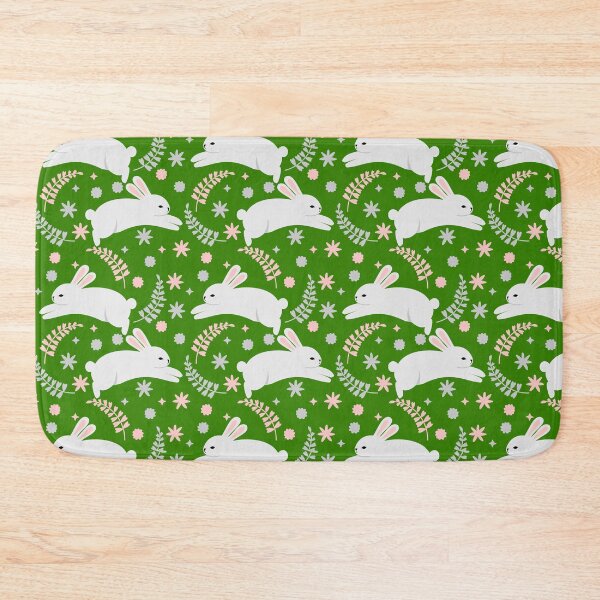 Item preview, Spring time white jumping bunnies designed and sold by dottiedigitals.