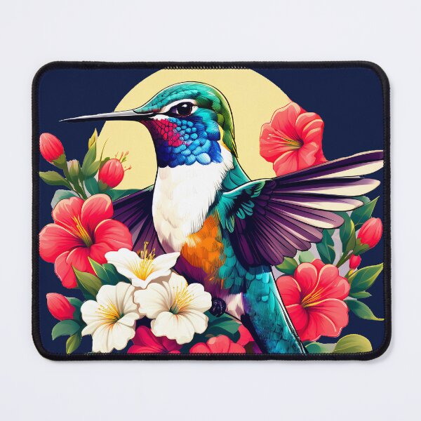 Item preview, Cute Ruby Throated Hummingbird Surrounded by Spring Flowers designed and sold by BirdsnStuff.