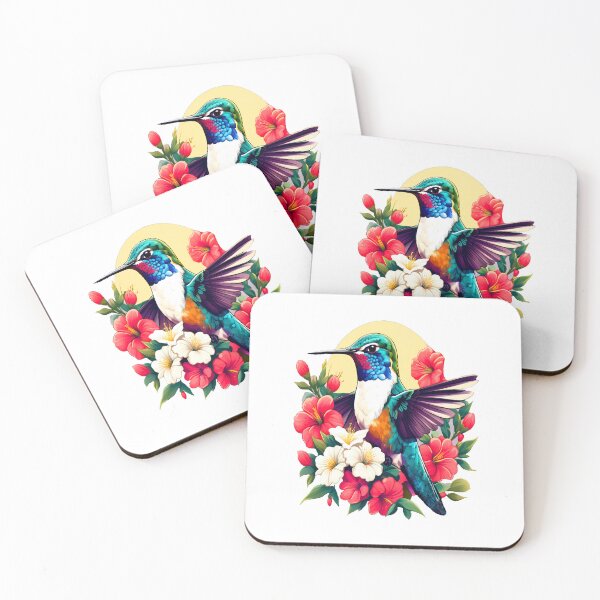 Item preview, Cute Ruby Throated Hummingbird Surrounded by Spring Flowers designed and sold by BirdsnStuff.