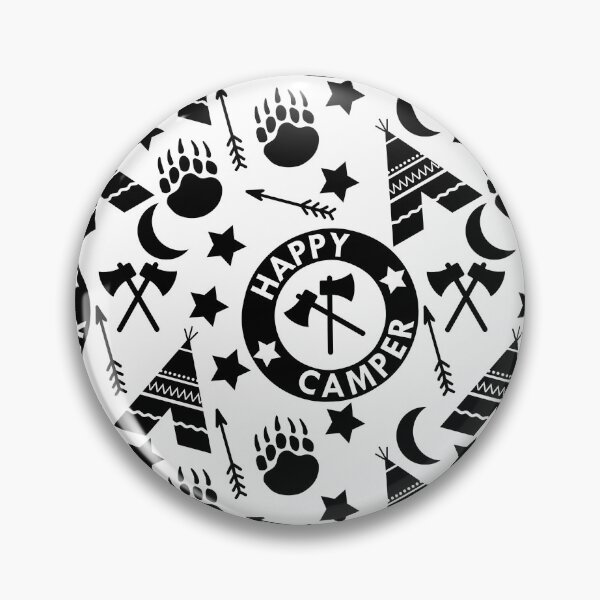 Item preview, monochrome Happy camper designed and sold by dottiedigitals.