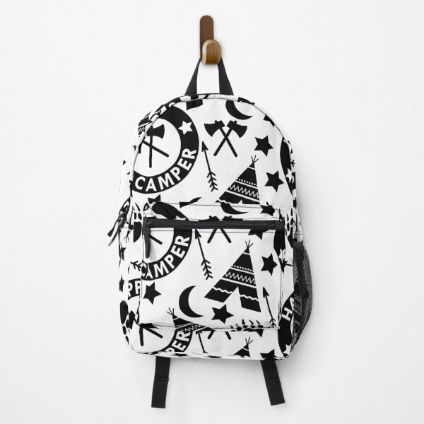 Item preview, monochrome Happy camper designed and sold by dottiedigitals.