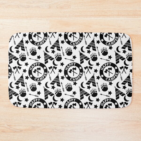 Item preview, monochrome Happy camper designed and sold by dottiedigitals.