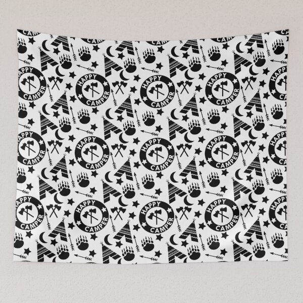 Item preview, monochrome Happy camper designed and sold by dottiedigitals.