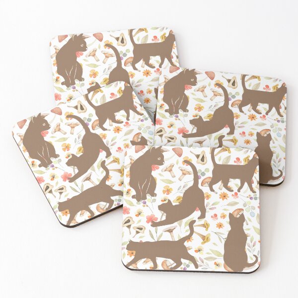 Item preview, Cat and mushroom forest pattern designed and sold by Jaruart.