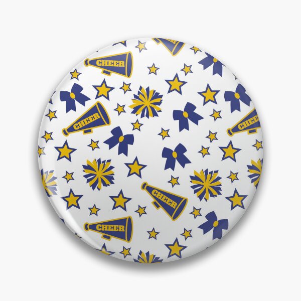 Item preview, Blue and yellow cheerleading bows and pompoms designed and sold by dottiedigitals.