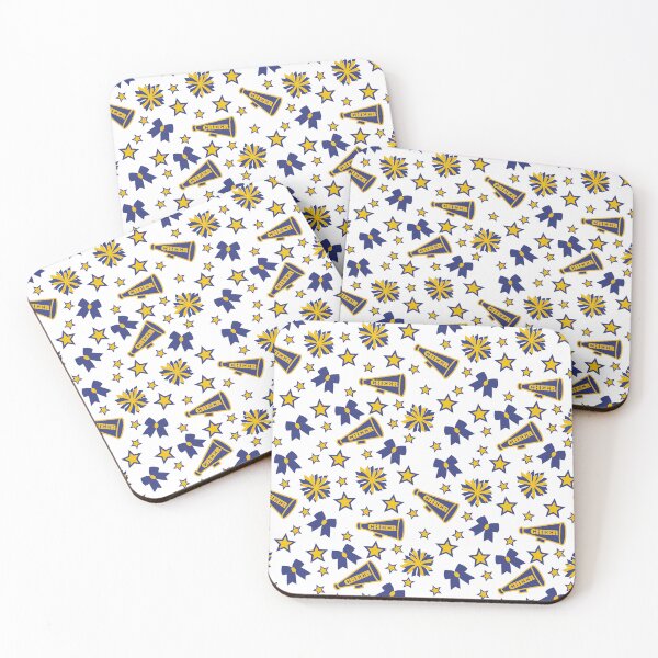 Item preview, Blue and yellow cheerleading bows and pompoms designed and sold by dottiedigitals.